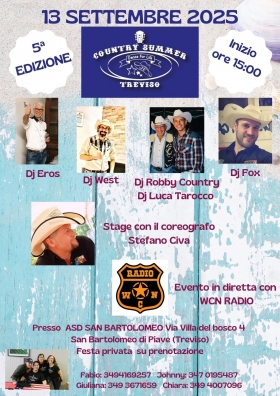 SABATO 13 SETTEMBRE - Country Star